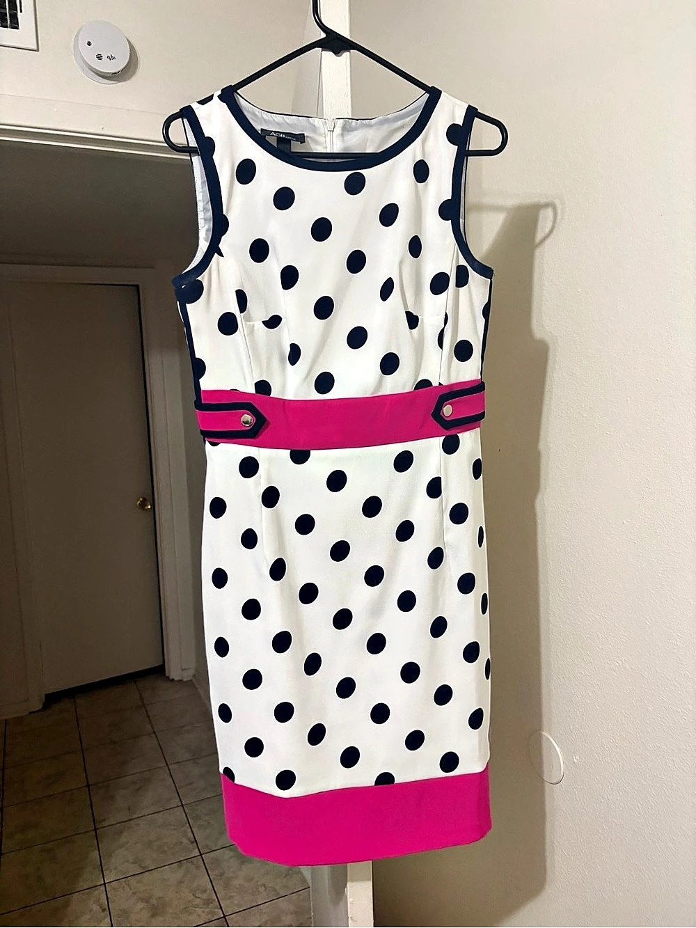 Polka Dot Mini Dress White & Pink
